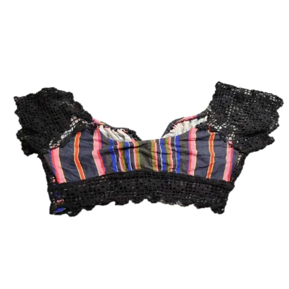Free People NWOT Crop Top Size Small Aruba Crochet Multicolor Striped